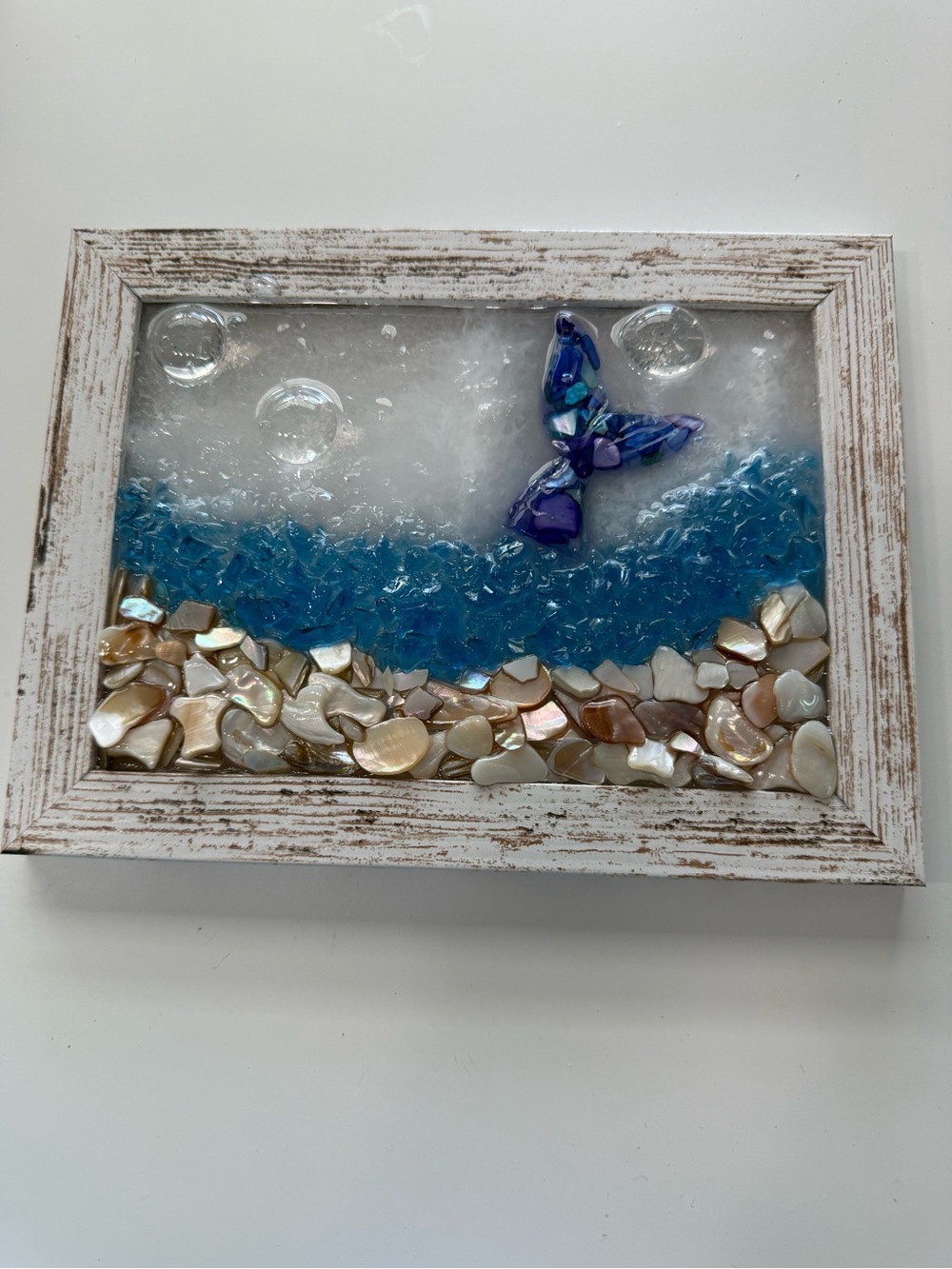 Handcrafted Ocean Resin Wall Art with mermaid tail